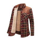 Fleece Lined Jacket - Men's Check Overshirt-Winterjacken-Chaps London-Wine Red-XS-Chaps London