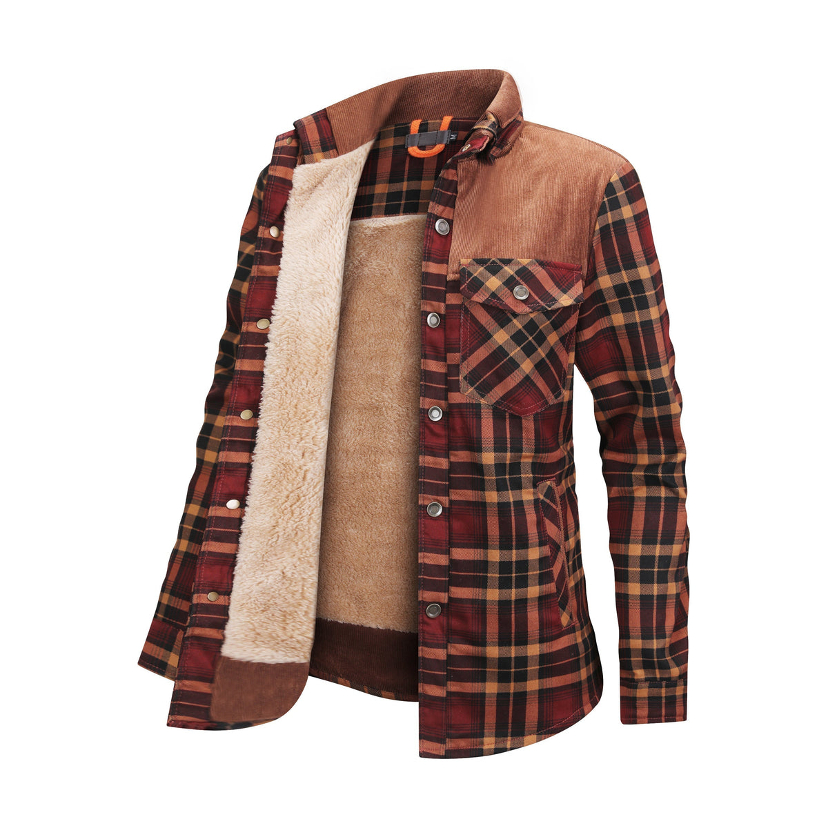 Fleece Lined Jacket - Men's Check Overshirt-Winterjacken-Chaps London-Wine Red-XS-Chaps London