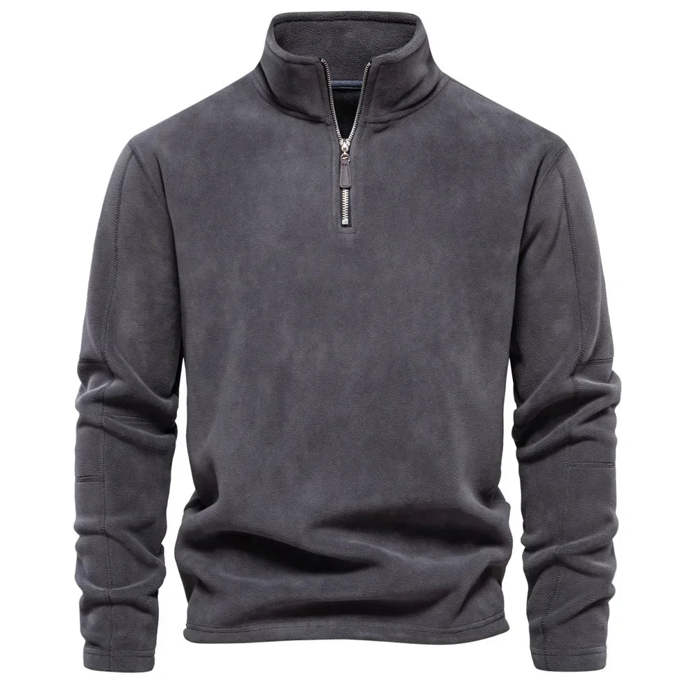 Fleece Pullover - Quarter Zip - Warm - Fleece Sweater - Men's Half Zip Fleece-Chaps London-Dark Grey-S 55-65kg-Chaps London