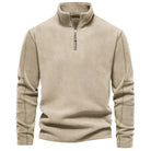 Fleece Pullover - Quarter Zip - Warm - Fleece Sweater - Men's Half Zip Fleece-Chaps London-Khaki-S 55-65kg-Chaps London