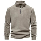 Fleece Pullover - Quarter Zip - Warm - Fleece Sweater - Men's Half Zip Fleece-Chaps London-Light Brown-S 55-65kg-Chaps London