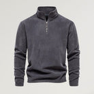 Fleece Sweatshirt - Men's Quarter Zip Long Sleeve-Sweatshirts & Hoodies-Chaps London-Dark Grey-S-Chaps London