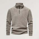 Fleece Sweatshirt - Men's Quarter Zip Long Sleeve-Sweatshirts & Hoodies-Chaps London-Olive Green-S-Chaps London