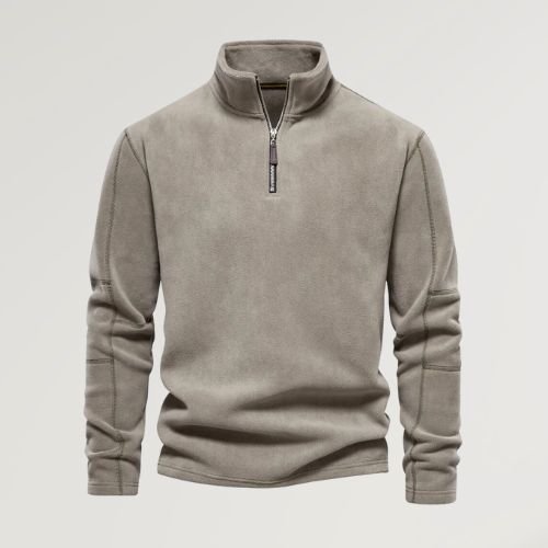Fleece Sweatshirt - Men's Quarter Zip Long Sleeve-Sweatshirts & Hoodies-Chaps London-Olive Green-S-Chaps London