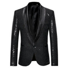 Glitter Blazer | Single Breasted | Sparkly | Party Blazer | Men's Blazer-Blazers-Chaps London-Black-S-Chaps London
