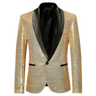 Glitter Blazer | Single Breasted | Sparkly | Party Blazer | Men's Blazer-Blazers-Chaps London-Gold-S-Chaps London