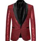 Glitter Blazer | Single Breasted | Sparkly | Party Blazer | Men's Blazer-Blazers-Chaps London-Red-S-Chaps London