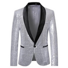 Glitter Blazer | Single Breasted | Sparkly | Party Blazer | Men's Blazer-Blazers-Chaps London-Silver-S-Chaps London