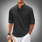 Half Button Shirt | Casual | Long Sleeve | Pullover Shirt | Men's Shirts-Shirts-Chaps London-Black-S-Chaps London