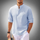 Half Button Shirt | Casual | Long Sleeve | Pullover Shirt | Men's Shirts-Shirts-Chaps London-Blue-S-Chaps London