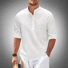 Half Button Shirt | Casual | Long Sleeve | Pullover Shirt | Men's Shirts-Shirts-Chaps London-White-S-Chaps London