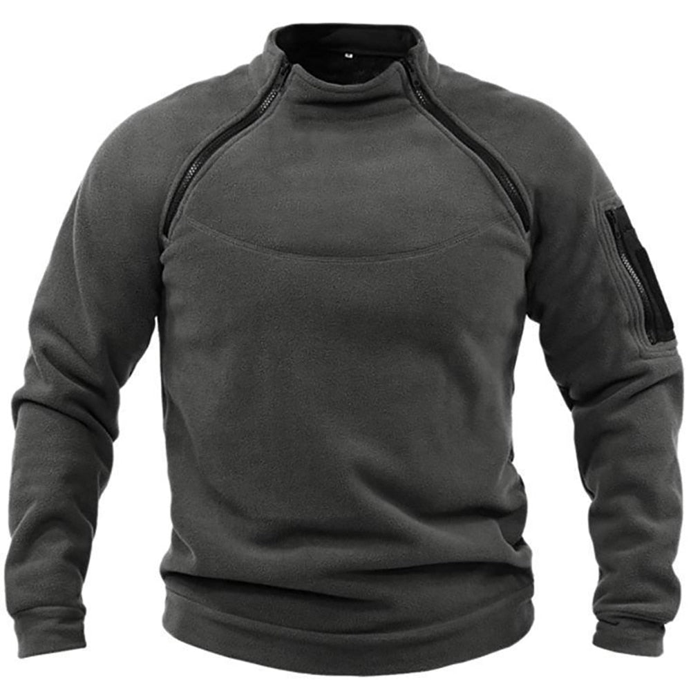 Half Zip Fleece Jumper - Warm Outdoor Men's Fleece-Trui man-Chaps London-Dark Gray-S-Chaps London