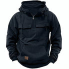 Half Zip Hoodie - Pullover - Kangaroo Pocket - Cargo Hoodie - Men's Hoodie-Hoodie-Chaps London-Dark Blue-XS-Chaps London