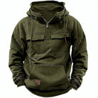 Half Zip Hoodie - Pullover - Kangaroo Pocket - Cargo Hoodie - Men's Hoodie-Hoodie-Chaps London-Green-XS-Chaps London