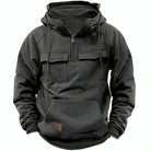 Half Zip Hoodie - Pullover - Kangaroo Pocket - Cargo Hoodie - Men's Hoodie-Hoodie-Chaps London-Grey-XS-Chaps London