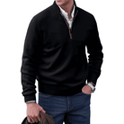 Half Zip Jumper | Casual | Regular Fit | Knitted Sweater | Mens Quarter Zip Sweaters-Chaps London-Black-M-Chaps London