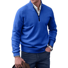 Half Zip Jumper | Casual | Regular Fit | Knitted Sweater | Mens Quarter Zip Sweaters-Chaps London-Blue-M-Chaps London
