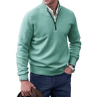 Half Zip Jumper | Casual | Regular Fit | Knitted Sweater | Mens Quarter Zip Sweaters-Chaps London-Green-M-Chaps London