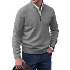 Half Zip Jumper | Casual | Regular Fit | Knitted Sweater | Mens Quarter Zip Sweaters-Chaps London-Light Grey-M-Chaps London