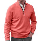 Half Zip Jumper | Casual | Regular Fit | Knitted Sweater | Mens Quarter Zip Sweaters-Chaps London-Pink-M-Chaps London