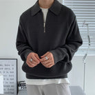 Half Zip Jumper - Men's Rib Knit Collared-Sweaters-Chaps London-Black-M-Chaps London