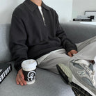 Half Zip Jumper - Men's Rib Knit Collared-Sweaters-Chaps London-Chaps London