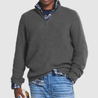 Half Zip Jumper - Men's Warm Quarter Zip Pullover-Sweaters-Chaps London-Grey-S-Chaps London