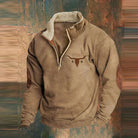 Half Zip Jumper - Warm Fleece Men's Pullover-Fleece Pullover-Chaps London-Brown-S-Chaps London