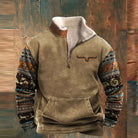 Half Zip Jumper - Warm Fleece Men's Pullover-Fleece Pullover-Chaps London-Khaki-S-Chaps London