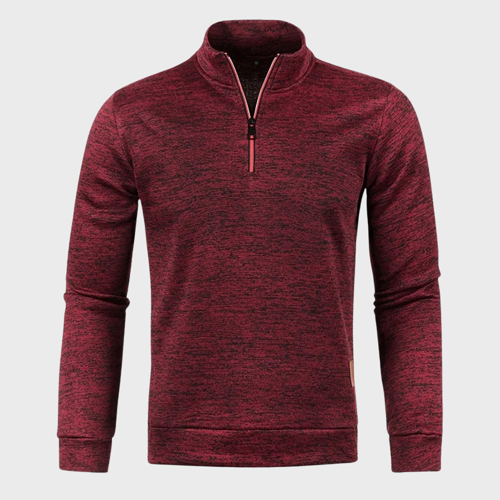 Half Zip Sweatshirt - Men's Casual Long Sleeve-Sweatshirts-Chaps London-Red-M-Chaps London