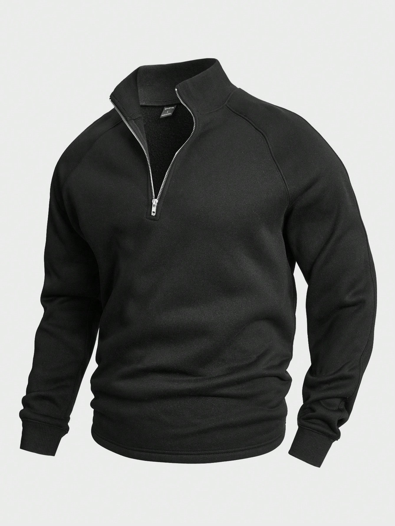 Half Zip Sweatshirt - Men's Warm Winter Pullover-Men's Half-Zip Sweater-Chaps London-Black-S-Chaps London