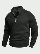 Half Zip Sweatshirt - Men's Warm Winter Pullover-Men's Half-Zip Sweater-Chaps London-Black-S-Chaps London