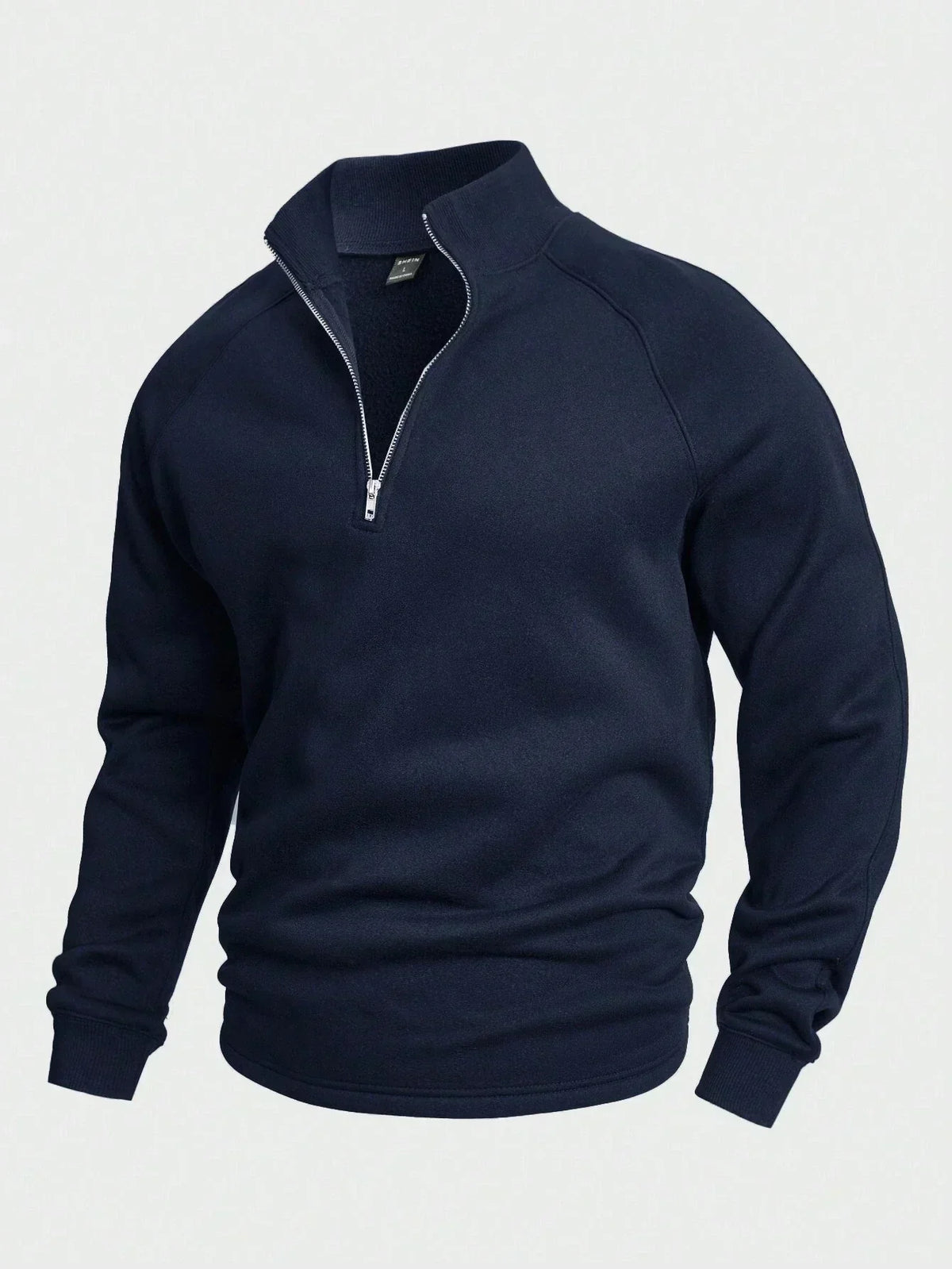 Half Zip Sweatshirt - Men's Warm Winter Pullover-Men's Half-Zip Sweater-Chaps London-Dark Blue-S-Chaps London