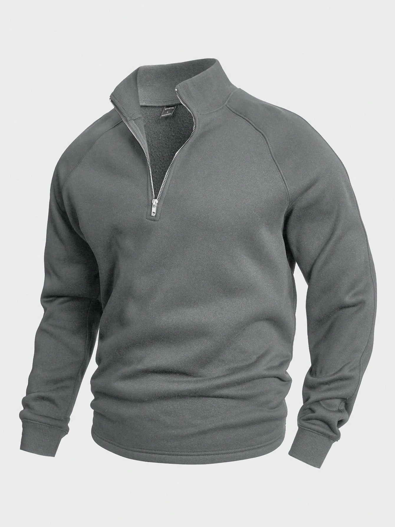 Half Zip Sweatshirt - Men's Warm Winter Pullover-Men's Half-Zip Sweater-Chaps London-Gray-S-Chaps London