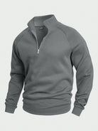Half Zip Sweatshirt - Men's Warm Winter Pullover-Men's Half-Zip Sweater-Chaps London-Gray-S-Chaps London