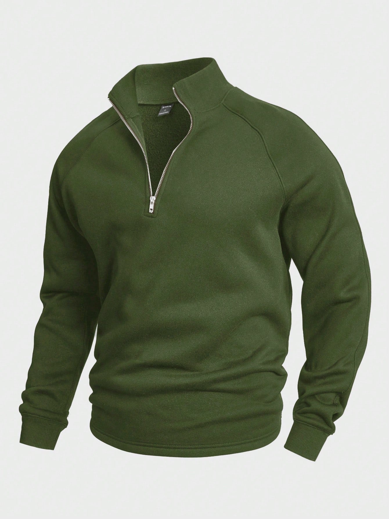 Half Zip Sweatshirt - Men's Warm Winter Pullover-Men's Half-Zip Sweater-Chaps London-Green-S-Chaps London