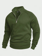 Half Zip Sweatshirt - Men's Warm Winter Pullover-Men's Half-Zip Sweater-Chaps London-Green-S-Chaps London