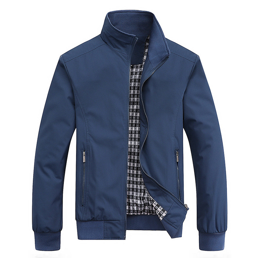 Harrington Jacket - Zip Up Men's Windbreaker Jacket-Men's Harrington Jacket-Chaps London-Blue-S-Chaps London