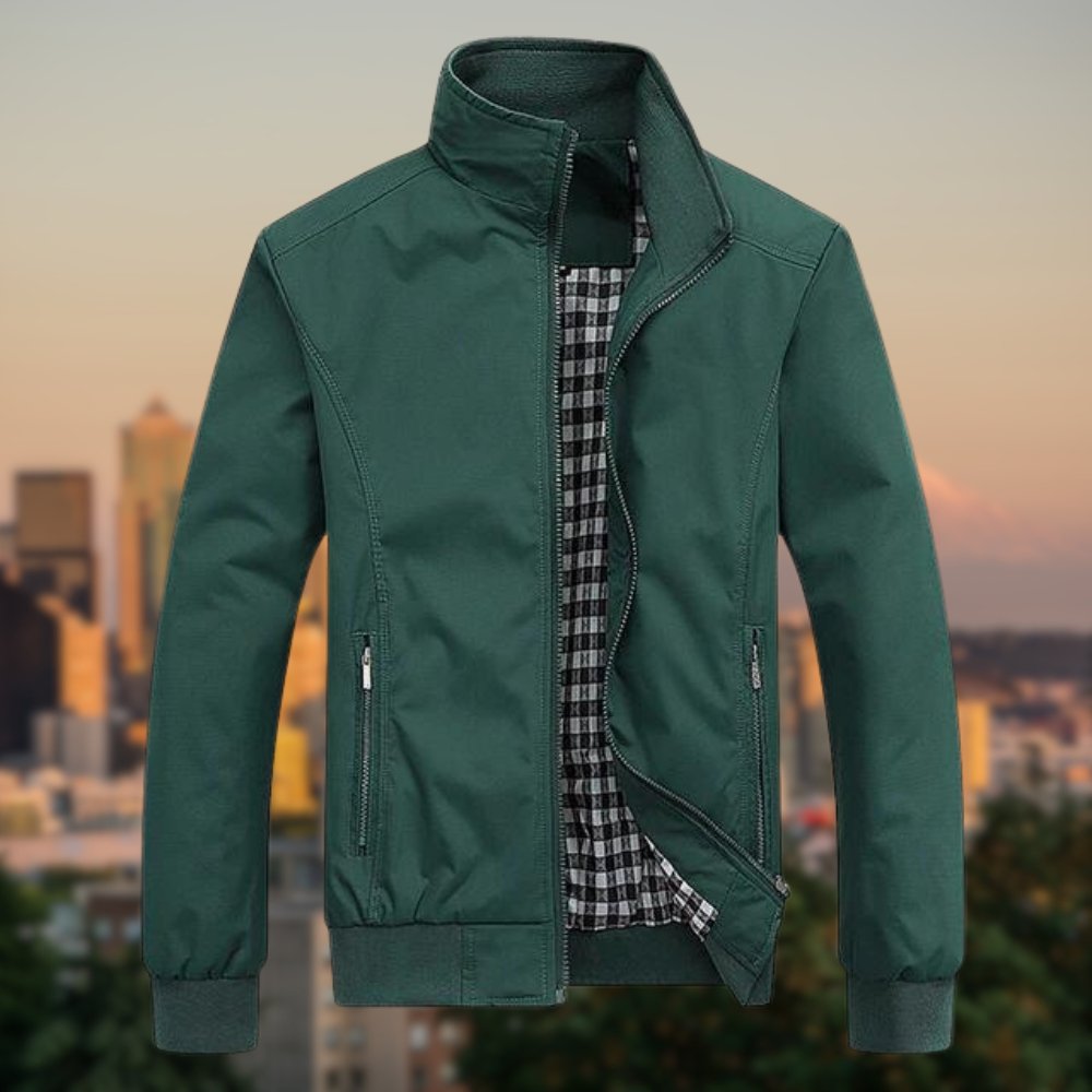 Harrington Jacket | Zip-Up | Windproof | Bomber Jacket |Men's Jacket-Bomber Jacket for Men-Chaps London-Green-M-Chaps London