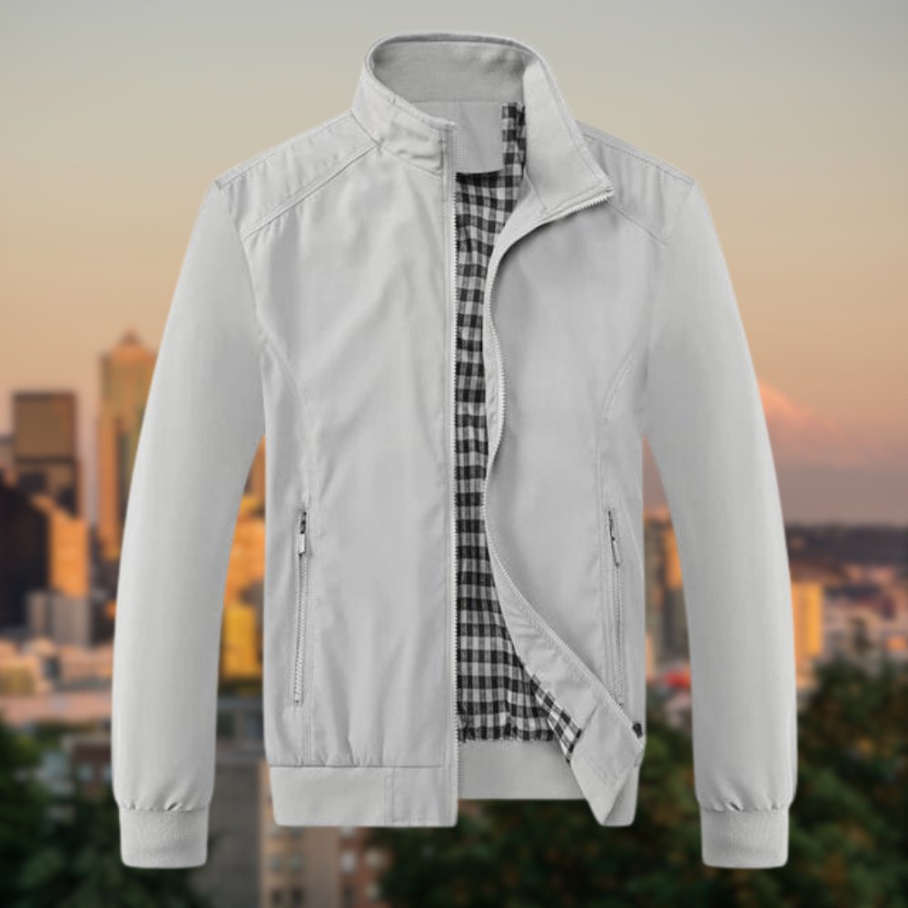 Harrington Jacket | Zip-Up | Windproof | Bomber Jacket |Men's Jacket-Bomber Jacket for Men-Chaps London-Grey-M-Chaps London