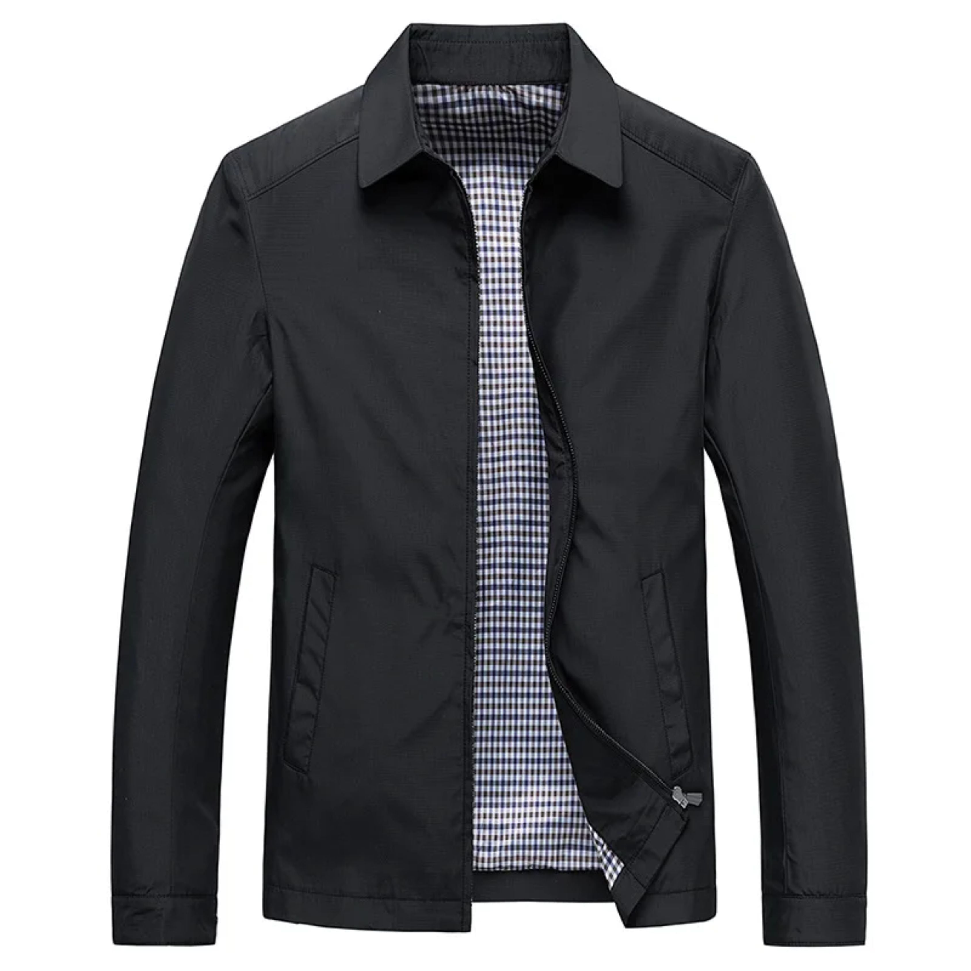 Harrington Jacket - Zip-Up - Windproof - Lightweight Jacket - Men's Jackets-Chaps London-Black-XS-Chaps London