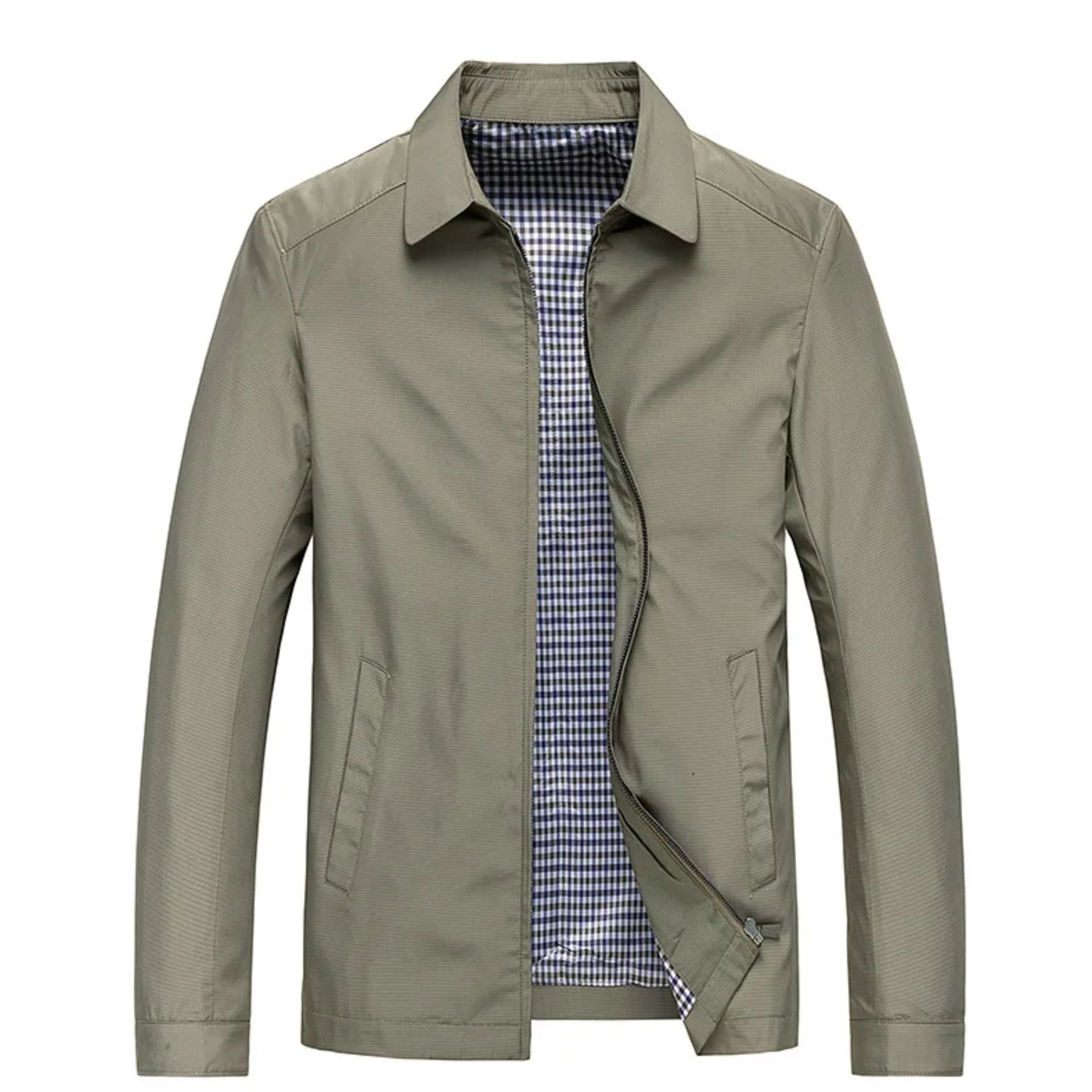 Harrington Jacket - Zip-Up - Windproof - Lightweight Jacket - Men's Jackets-Chaps London-Khaki-XS-Chaps London
