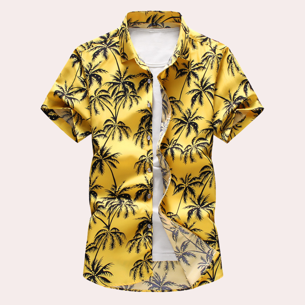 Hawaii Shirt - Short Sleeve - Button-Up - Summer Shirt - Men's Shirts-Men Summer Shirt-Chaps London-Yellow-M-Chaps London