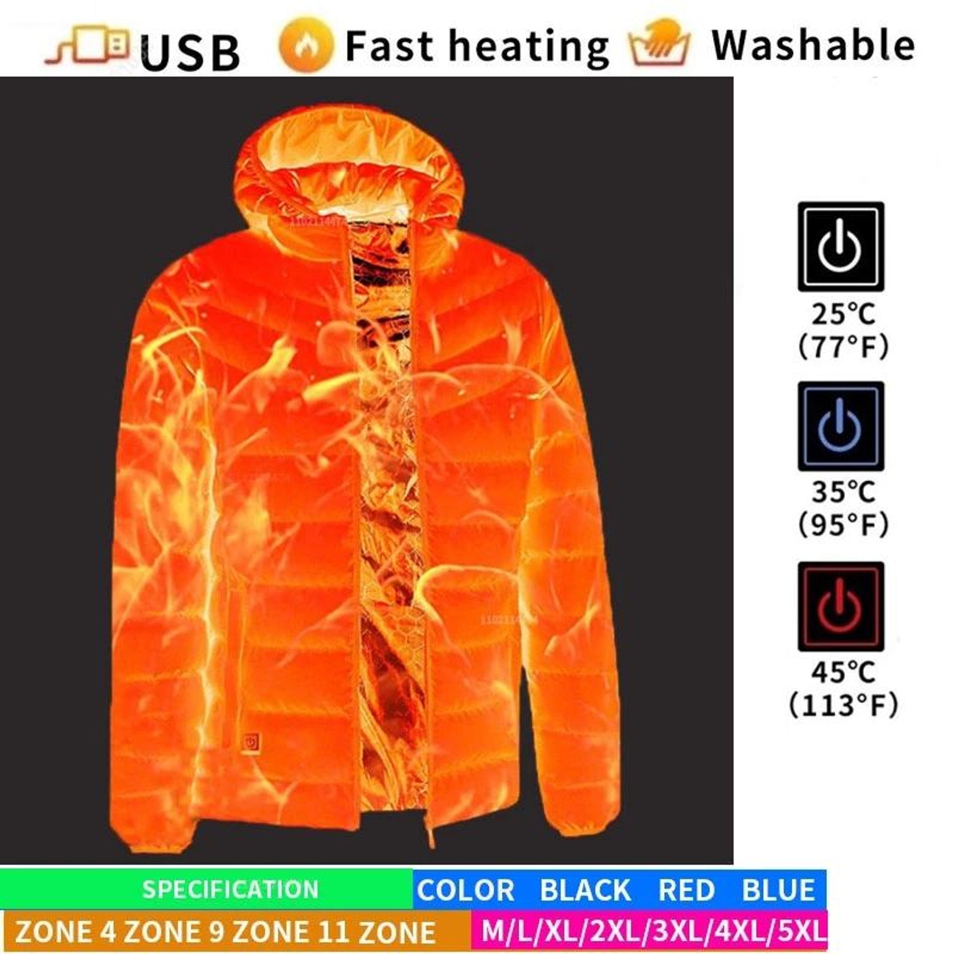 Heated Puffer Jacket - Hooded Men's Winter Jacket-Men’s Heated Winter Jacket-Chaps London-Chaps London