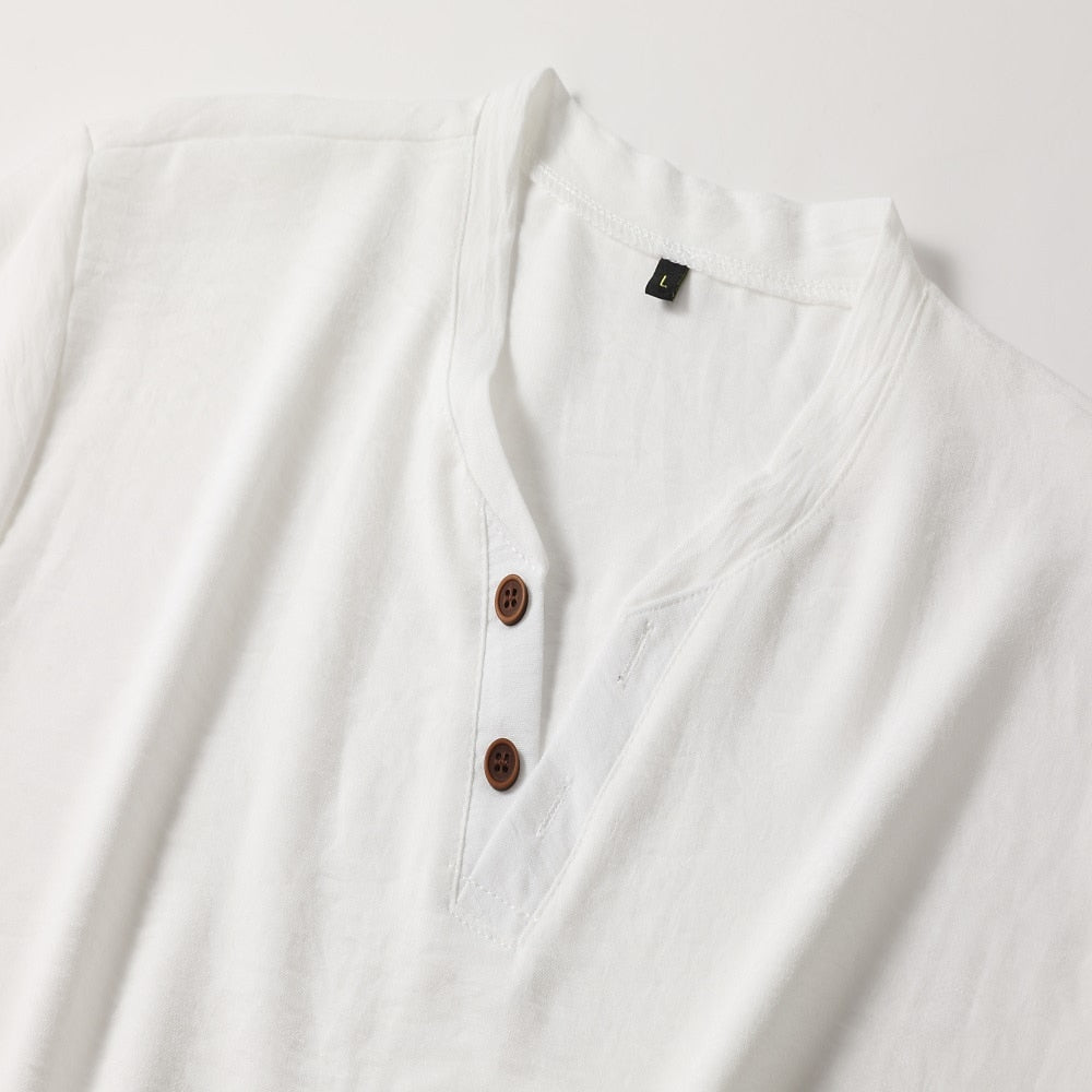 Henley Shirt | V-Neck | Short Sleeve | Button Tshirt | Men's Summer Shirt -Chaps London-Chaps London
