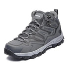 Gray hiking boot with laces, textured sole, shown at angle | Chaps London