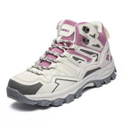 White and pink hiking boot with lace-up closure and rugged sole | Chaps London