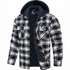 Hooded Jacket - Men's Plaid Quilted Zip Up-Hoodie Jacket-Chaps London-Black-S-Chaps London