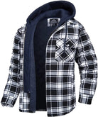 Hooded Jacket - Men's Quilted Lined Plaid-Jacket-Chaps London-Black - White-S-Chaps London