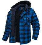 Hooded Jacket - Men's Quilted Lined Plaid-Jacket-Chaps London-Blue - Black-S-Chaps London